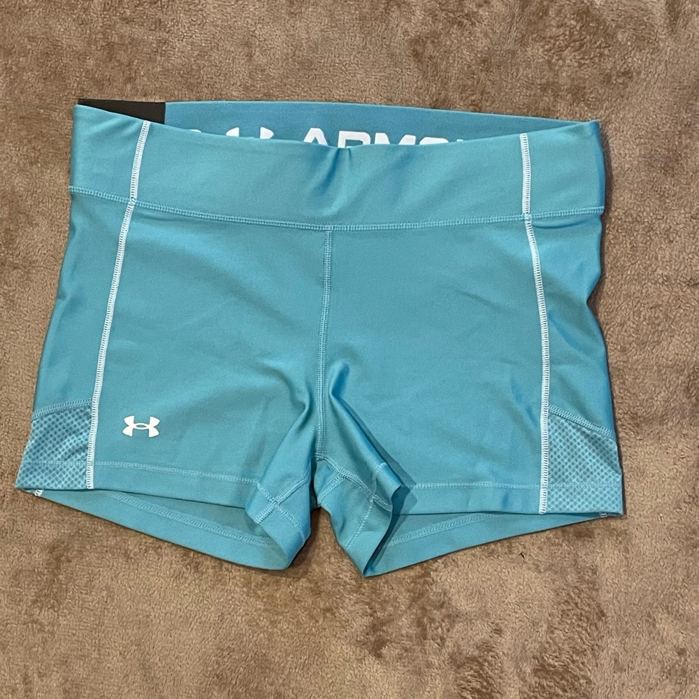 Under Armour Women's Athletic Compression Mid Rise Shorts Blue Size Large